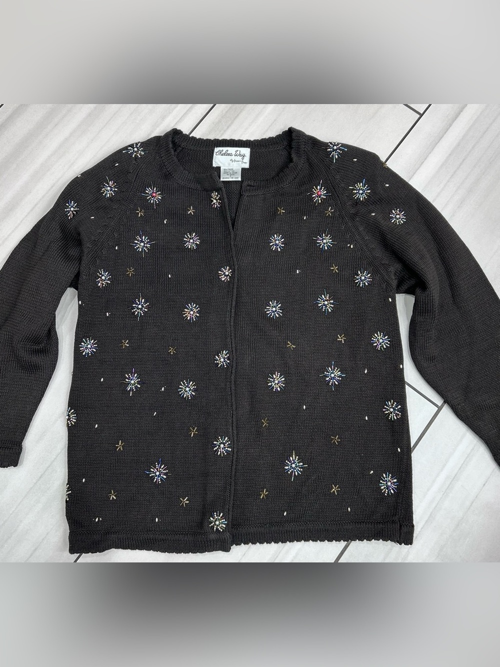 Vintage Chelsea Way By Naomi Bee Women's Black Bow Sweatshirt Size Small